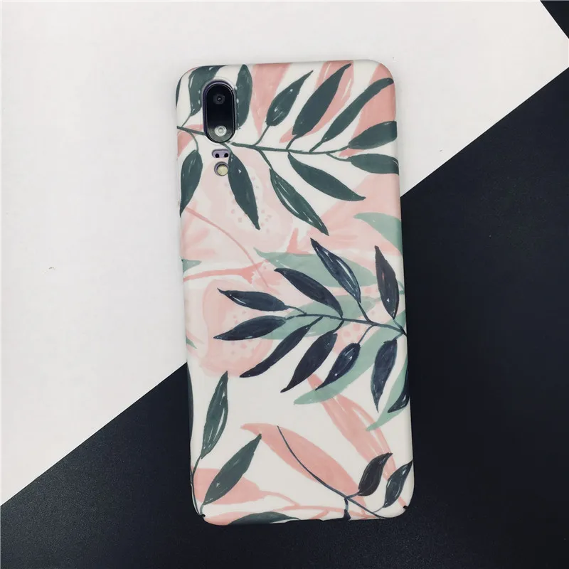 Жесткий чехол для телефона huawei P20 Pro Lite Nova 3 3i 3e 4 4e розовые листья Матовый PC чехол для Honor 8X9 10 Lite V20 Y7Prime Y9