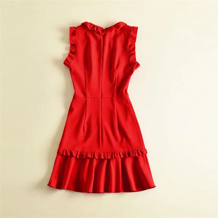 О-образным вырезом Flutter Sleeve dress для женщин Новое поступление высокое качество