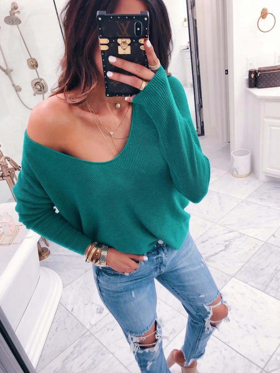 Autumn Women Casual Streetwear Tops Tees Sexy Ladies Fashion V-neck Long-sleeved Loose T-shirts Female Ulzzang Harajuku Tshirt | Женская