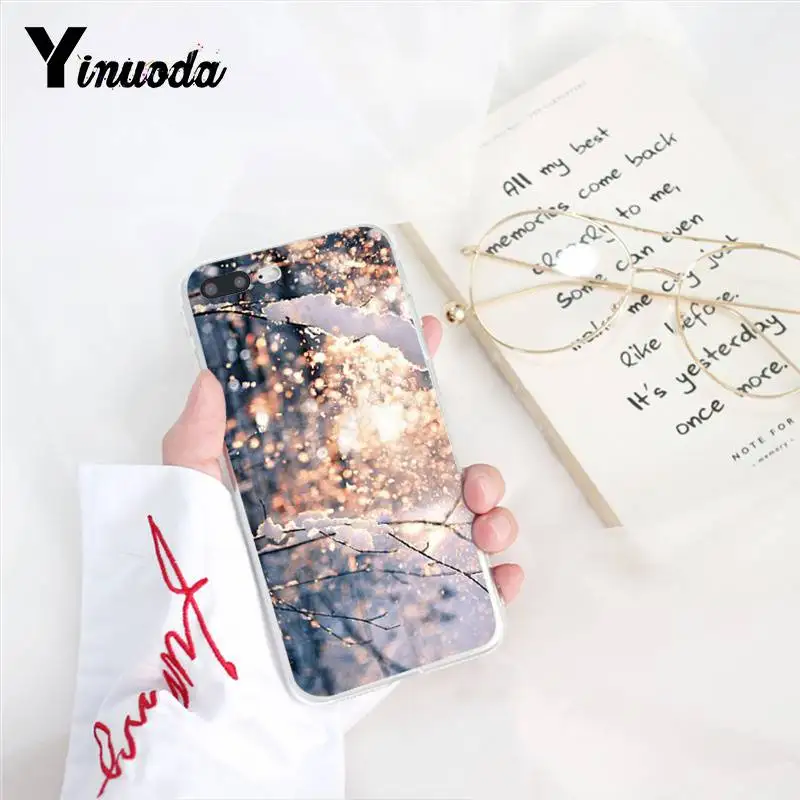Чехол Yinuoda для iphone 7 XSMAX зимний светлый Снежный Прозрачный чехол телефона iPhone 8 6 6S