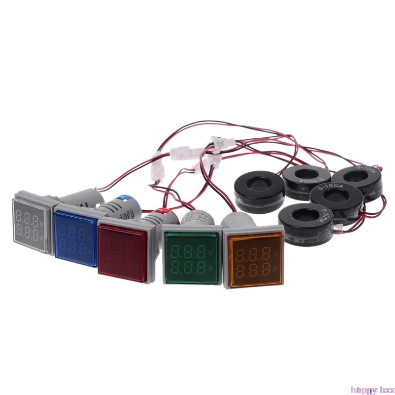 Новый квадратный светодиодный цифровой двойной дисплей Вольтметр и амперметр