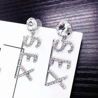 ladies luxury rhinestone english letter sex hanging long earrings banquet wedding party jewelry accessories