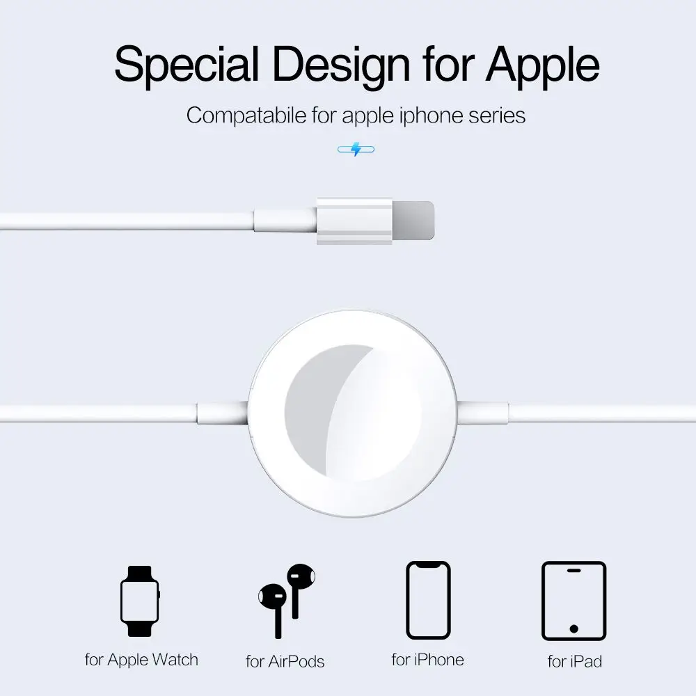 KISSCASE 2 в 1 беспроводной зарядный кабель для iPhone 7 8 Plus X XS MAX XR быстрой зарядки Apple iWatch