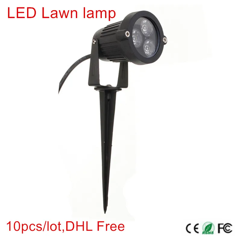 10pcs LED Garden Spot Lamp Spike Landscape 9W 3x3W Outdoor Lighting DC12V AC85-265V LED Lawn Lamp Waterproof IP65 Free Shipping