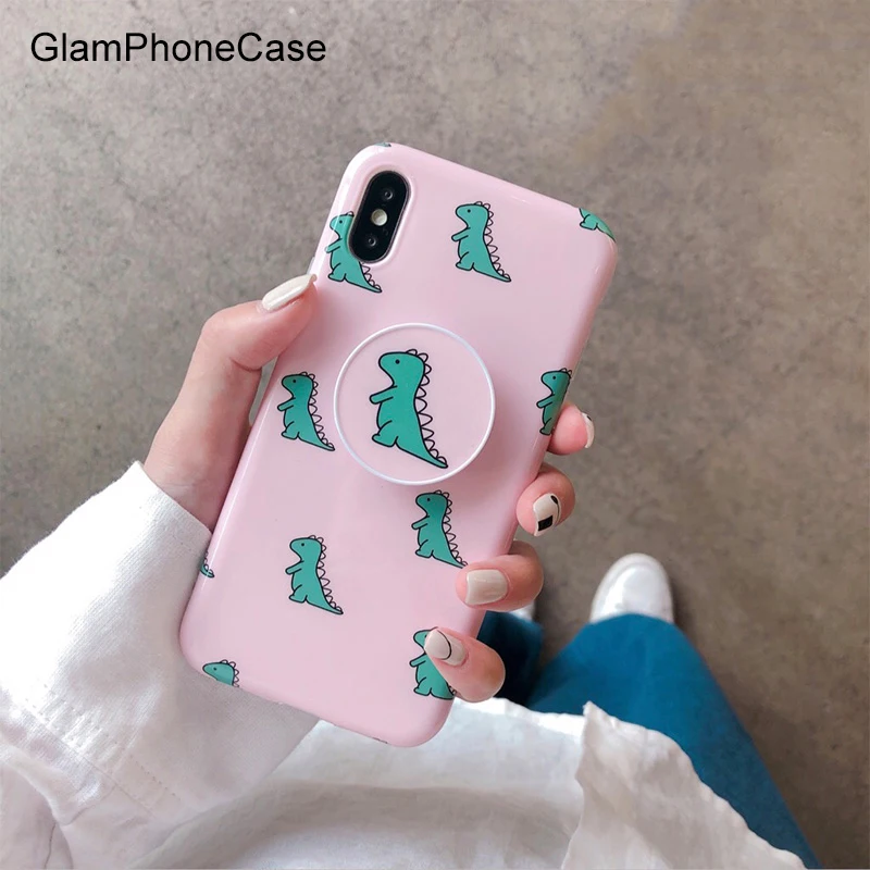 GlamPhoneCase розовый чехол для телефона с динозавром iphone XS Max XR 8 8plus 7 7plus 6/6s Plus мягкий