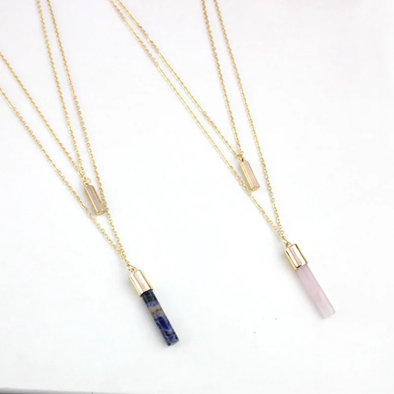 Новинка натуральный розовый голубой венок камень кристальная колонна ожерелье