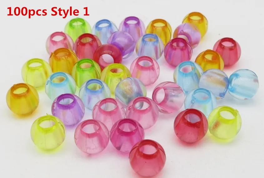 100pcs Style 1 30 шт-100 шт пластиковые цветные прозрачные вязанные крючком Детские косички для волос dread дредлок бусины кольца трубки аксессуары для волос - Цвет: 100pcs Style 1