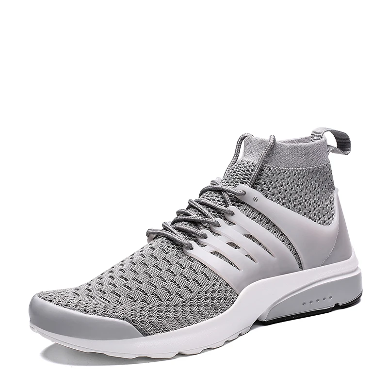 Большие размеры 46; мужские теннисные туфли с высоким берцем; Новое поступление года; Летние кроссовки спортивные мягкие удобные мужские уличные спортивные туфли - Цвет: Серый