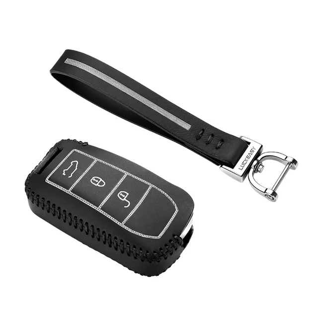 3S Black LUCKEASY для porsche cayenne 2007 2008 кожаный смарт-пульт дистанционного ключа чехол-держатель - Название цвета: 3S Black