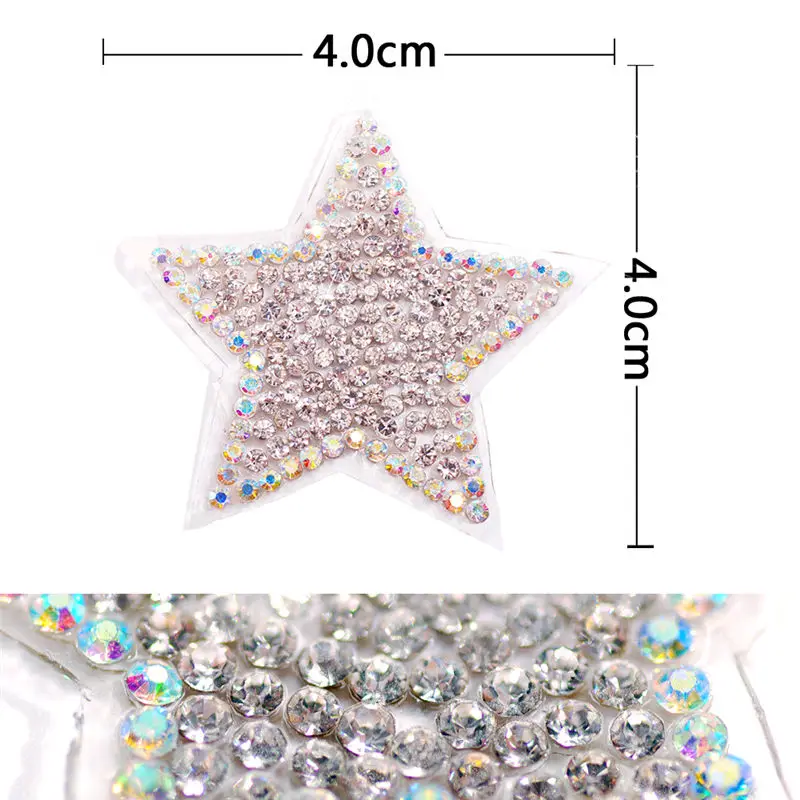 Style 5 6.5cm rhinestone star stickers rhinestones applique 5pcs/pack hotfix heat transfer design iron on For kids garment bag shoe - Color: Style 5