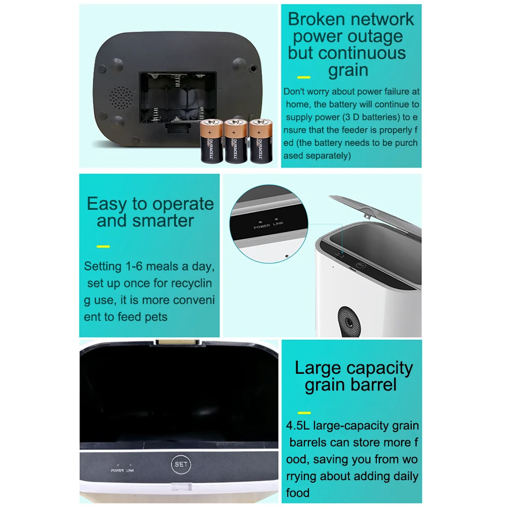 UK/AU/EU 4.5L кормушка для домашних животных, Wifi Пульт дистанционного управления, модная Умная автоматическая кормушка для домашних животных, для собак, кошек, перезаряжаемая без камеры