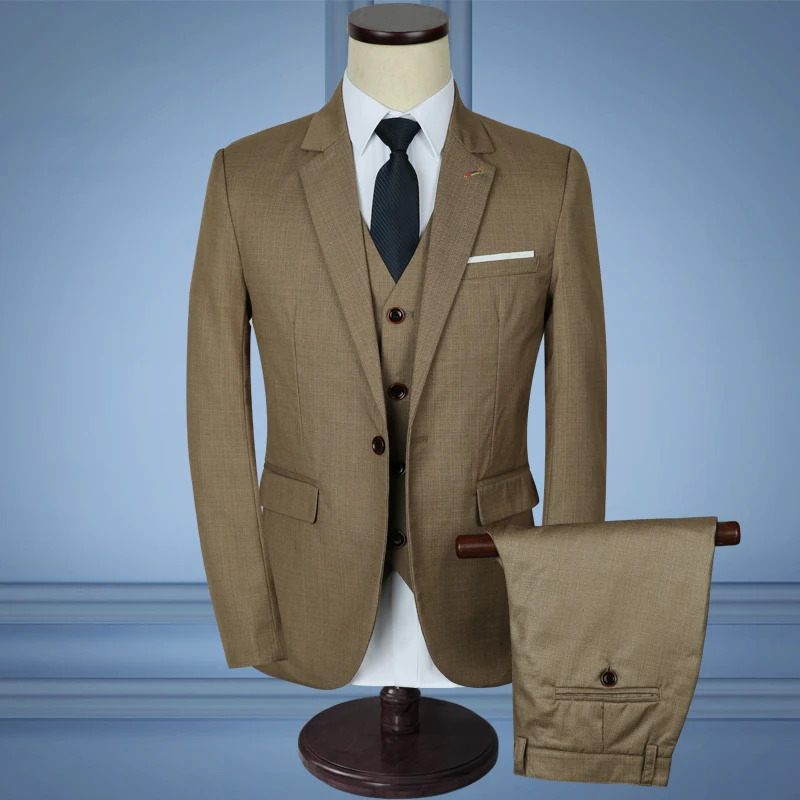 Ccxo 2018 бренд Для мужчин костюмы Свадебные Бизнес хаки Пиджаки Slim Fit Костюмы