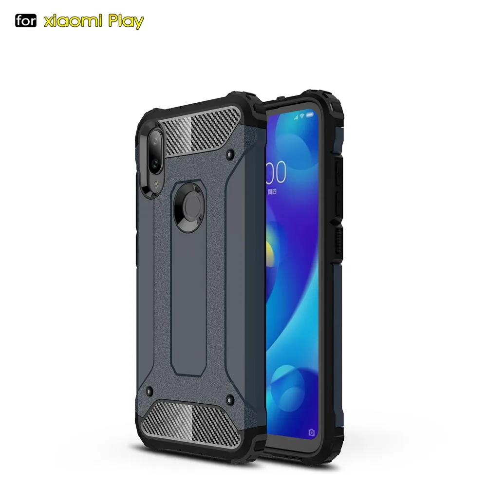 Противоударный чехол-броня Coque 5.84For Xiaomi mi Play чехол для Xiaomi mi играть mi Play чехол для телефона чехол-лента на заднюю панель - Цвет: Navy