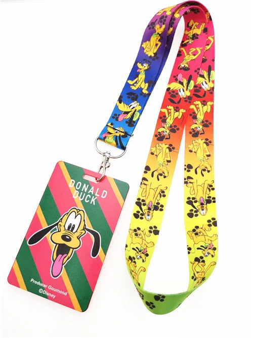 1 шт. Мультяшные Микки, Дональд Дак goofy держатель карты из ПВХ идентификационный значок с нашейные Ремешки ремешок карты идентификатор автомобиля держатели с брелок