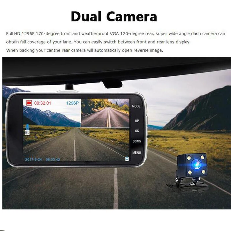 QUIDUX 4 0 &quotips Автомобильный видеорегистратор Камера ADAS Full HD 1080 P ночного видения
