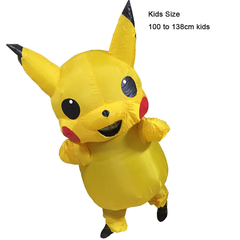 Kids size Надувные Pikachu костюмы Покемон Хэллоуин Косплей Карнавальный костюм покемон талисман костюмы на Хэллоуин для детей взрослых талисман - Цвет: Kids size