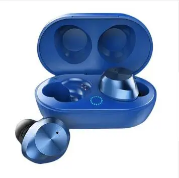 TWS-9 беспроводные Bluetooth наушники 5,0 Сенсорные Автомобильные наушники мини бинауральные модные спортивные музыкальные наушники высокого класса с зарядной коробкой - Цвет: Blue