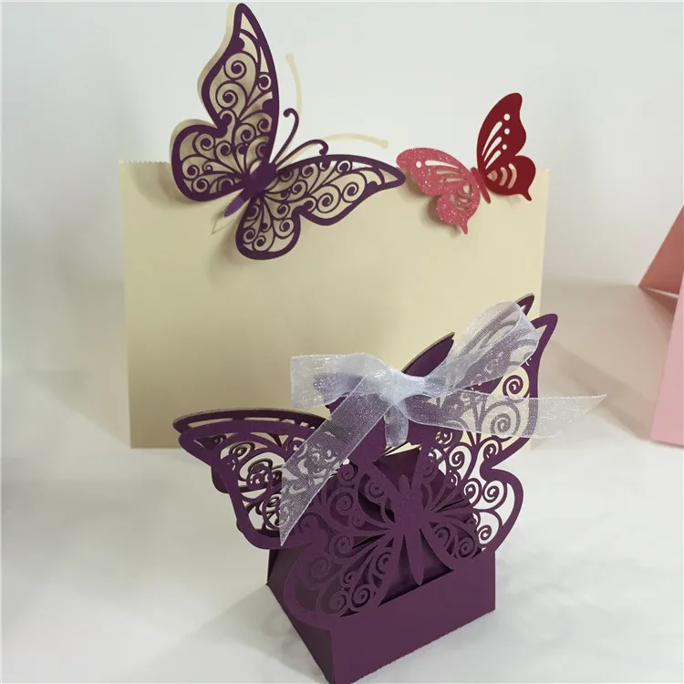 11 цветов Лазерная вырезка бабочки Свадебные сувениры искусственная жемчужная