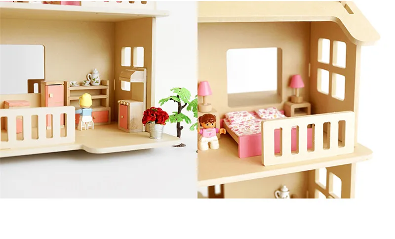 Кукольный дом миниатюрная мебель 3D Деревянный кукольный домик DIY игрушки большой замок для детей подарки на день рождения ручной работы