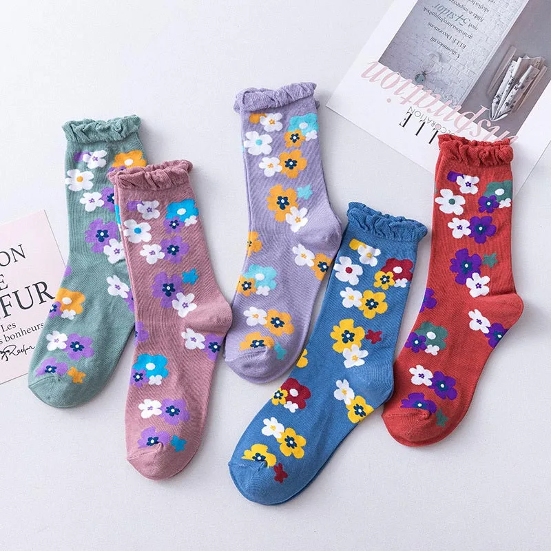 Новые Модные Дизайнерские повседневные носки с цветами пузырьками сбоку