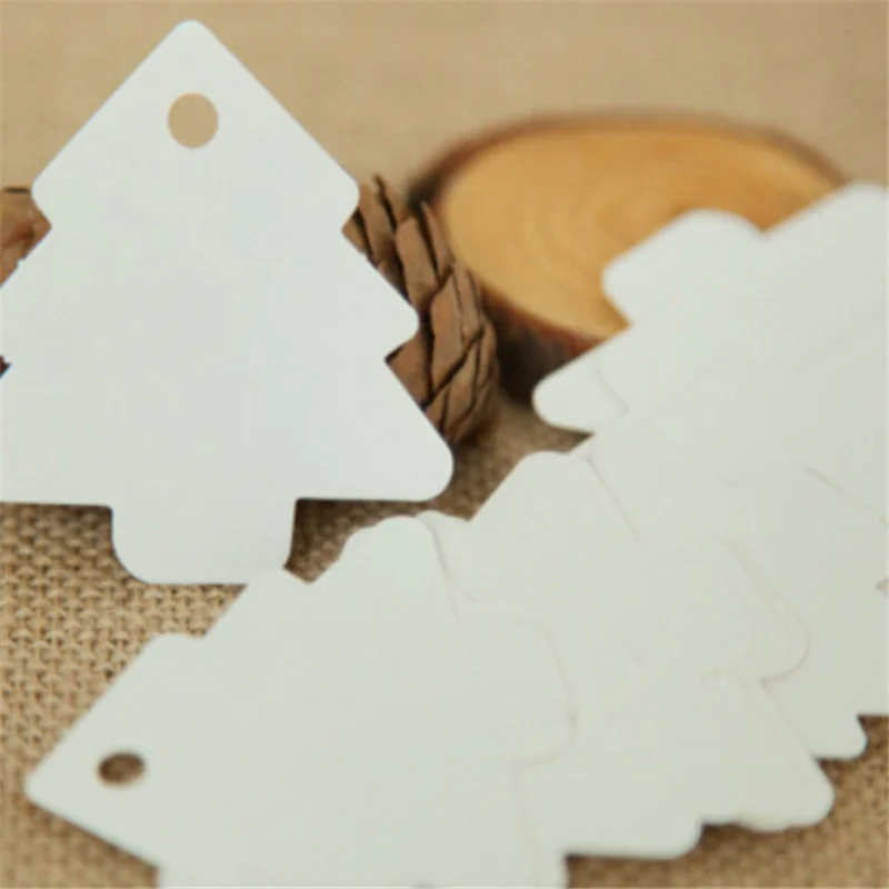 Белый 50 шт. Рождественская елка крафт-бирки новогодние вечерние декоративные рождественские украшения картон Noel Navidad рождественские украшения, Q - Цвет: Белый
