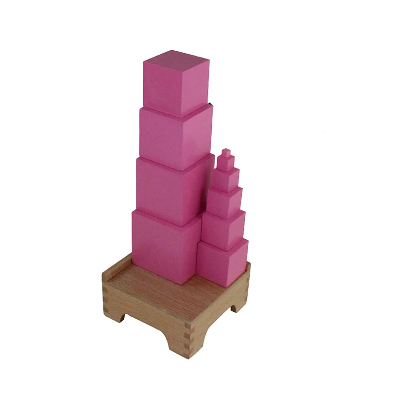 Монтессори Сенсорные игрушки розовая башня с подставкой Детские деревянные