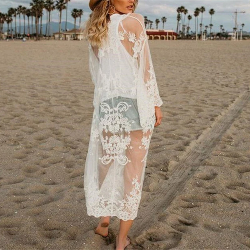 Пляжная накидка с вышивкой Vestido Playa Mujer бикини кафтан пляжный купальный костюм Saida