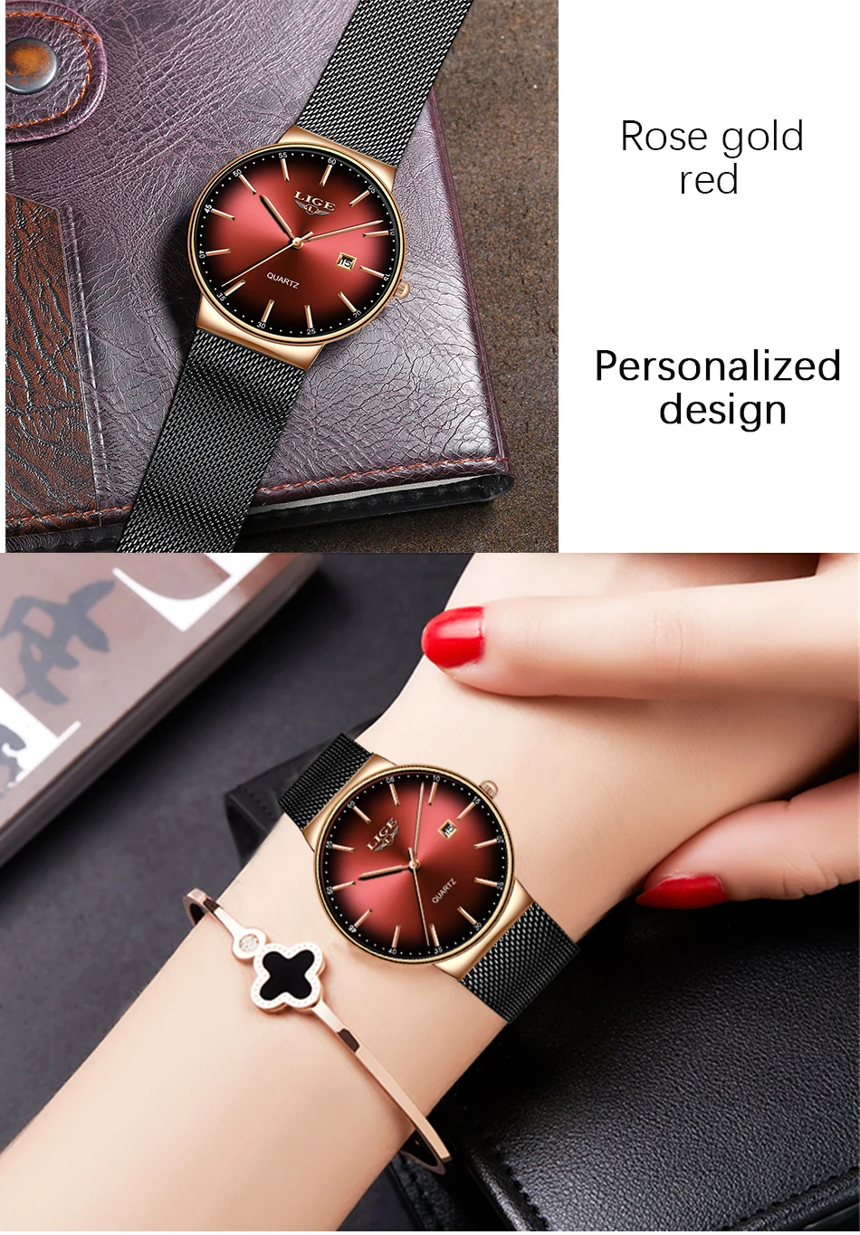 Montre Femme LIGE новые роскошные женские часы модные простые часы для женщин s Синий сетчатый ремень кварцевые часы женские часы Relogio Feminino