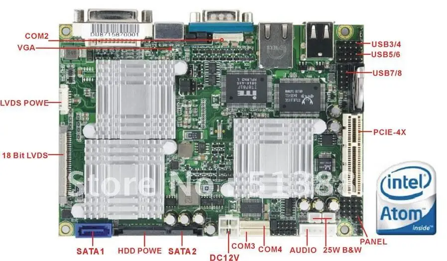 Низкомощная Промышленная материнская плата/Встроенная/безвентиляторная