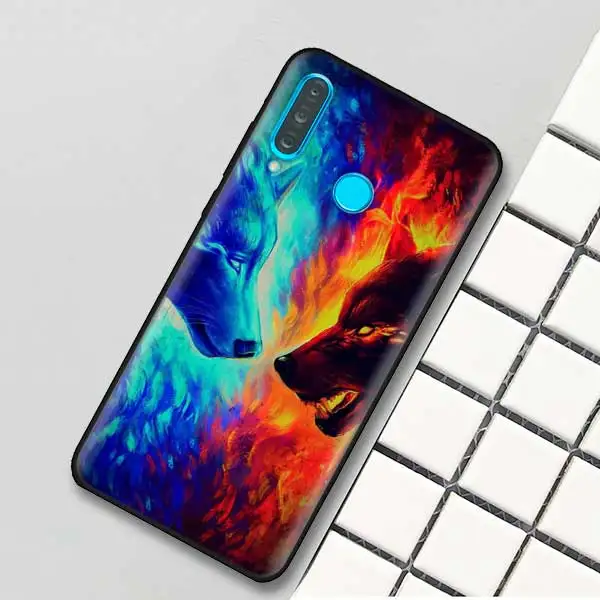 Черный силиконовый чехол для huawei P30 P20 P10 Коврики 20 10 Lite Pro Nova 4 4E 3E P Smart плюс Soft Shell классический волк - Цвет: 04