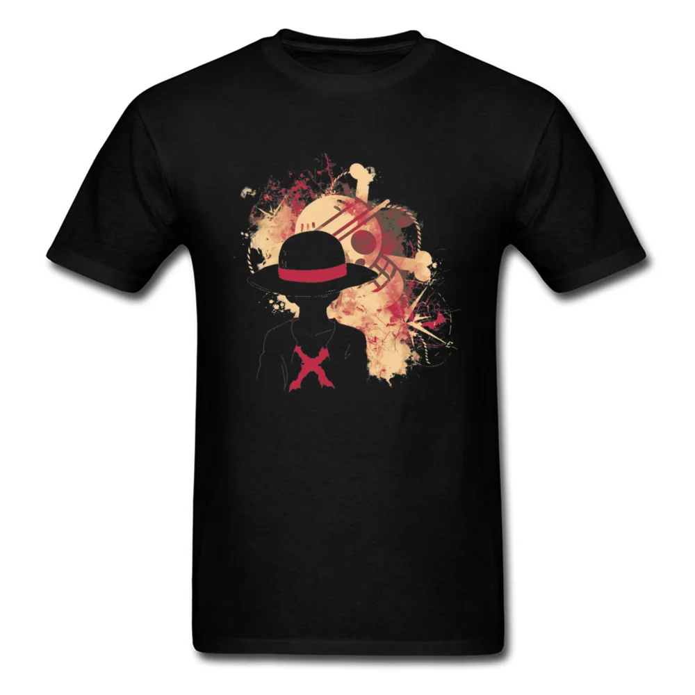 Pirate King Tee Shirt For Male One Piece T-shirt Mens Cotton Tshirt Luffy Straw Hat Logo Tops Vintage Skull Streetwear Wholesale