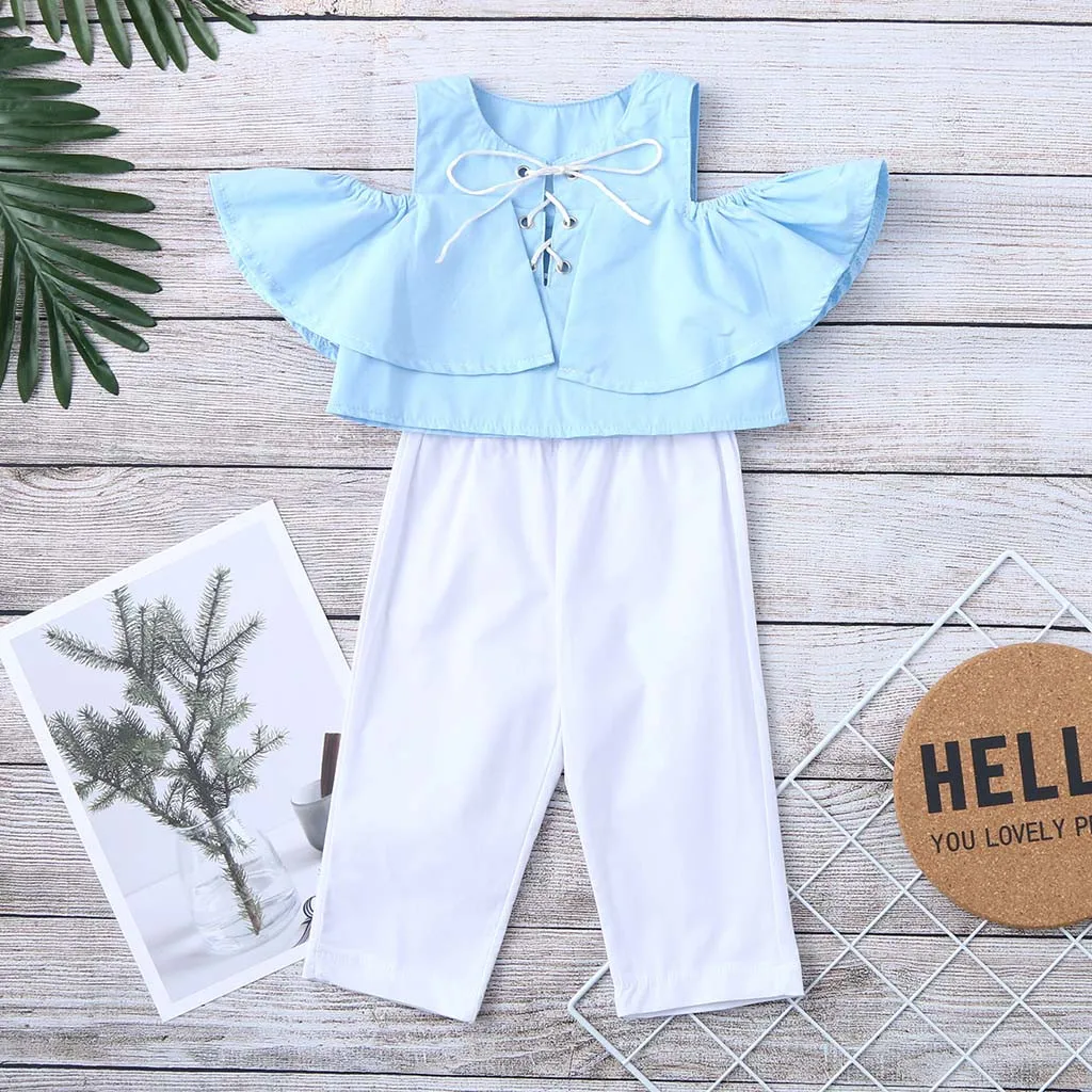 Однотонные топы со шнуровкой и открытыми плечами для маленьких девочек летняя