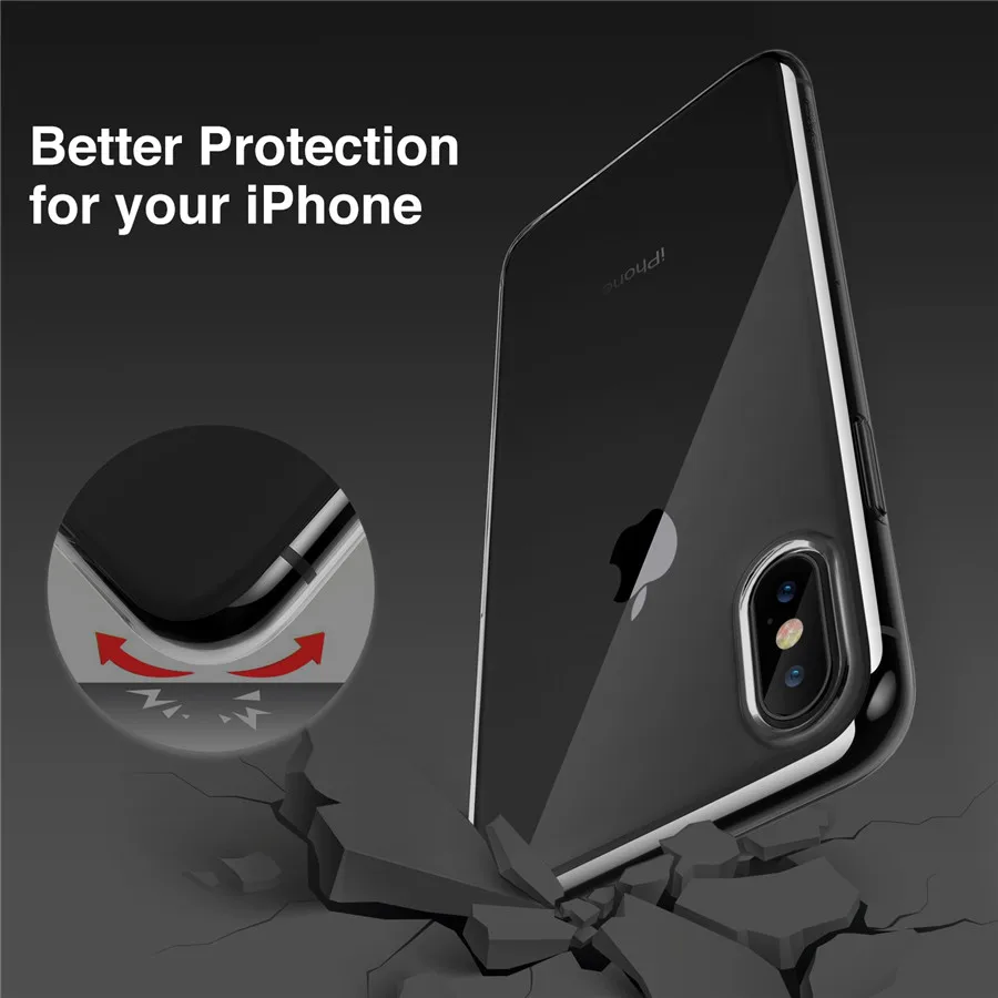 Slim Clear Soft TPU Cover For iPhone X XR XS Max Case Support Wireless Charging Anti-Shock Frame Bag 6 6s 7 8 Plus |