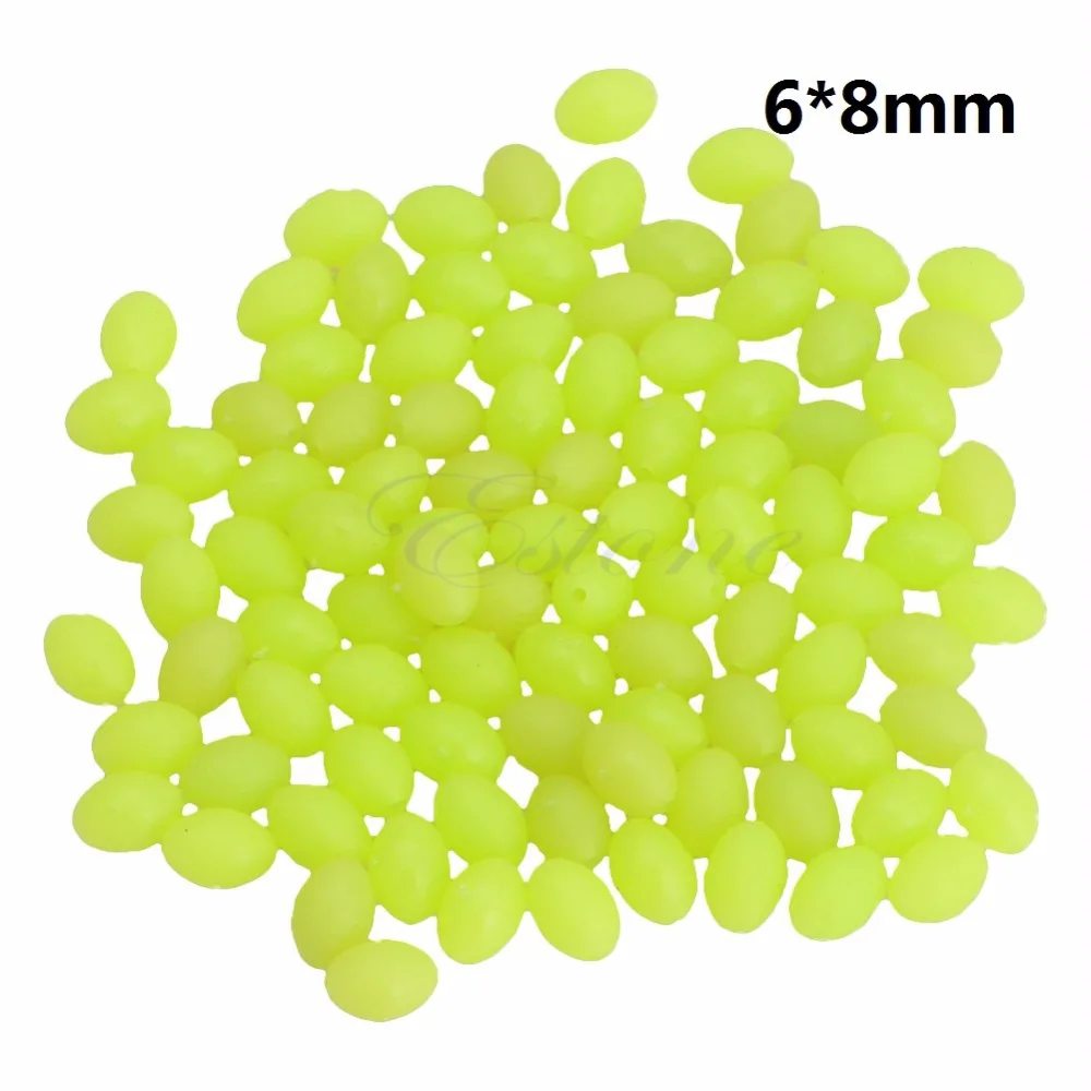 Желтый 100 шт. Овальный жесткий светящиеся бусины для рыбалки в море рыболовные