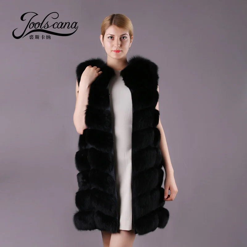 Joolscana real fur long vest natural fox winter sleeveless jacket coat 2017 brand Russia style women warm | Женская одежда