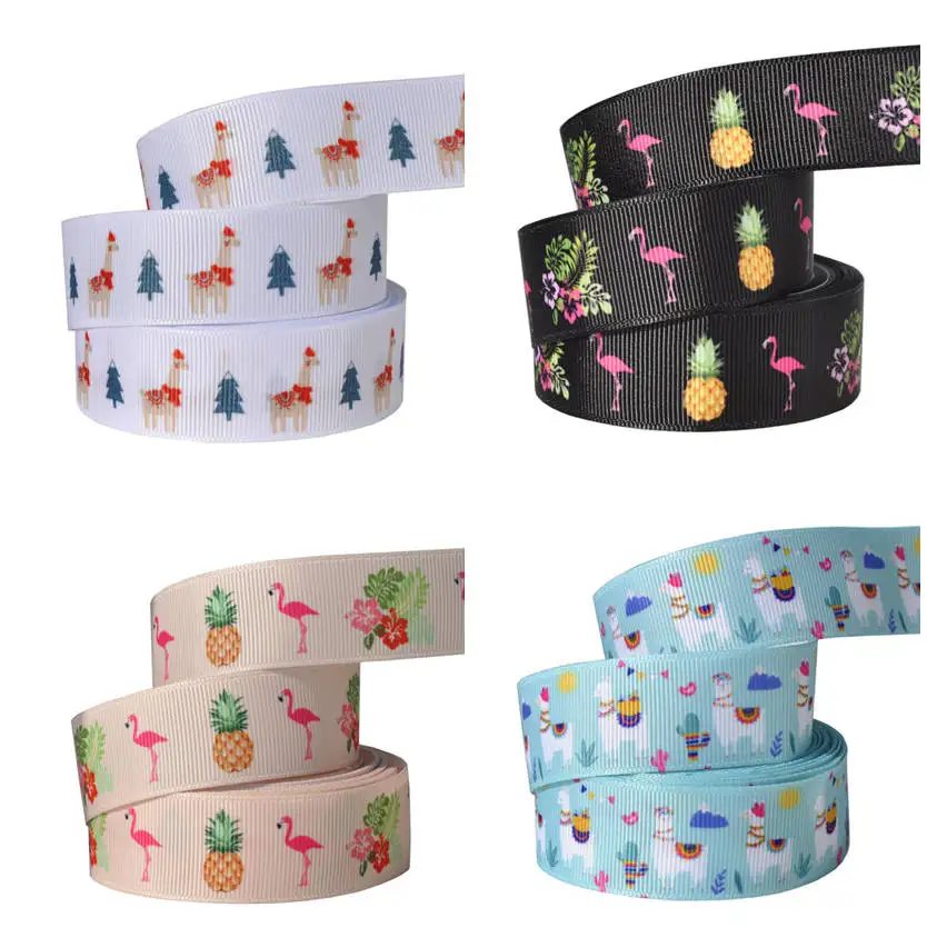 

10Y/lot 25mm Flamingo Llama Printed Grosgrain Ribbon DIY Handmade Materials Wedding Party Decoration Home Textile Printed Ribbon