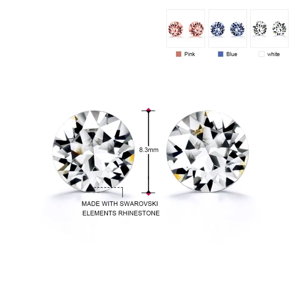 Простые серьги Neoglory белые розовые синие блестящие женские украшенные