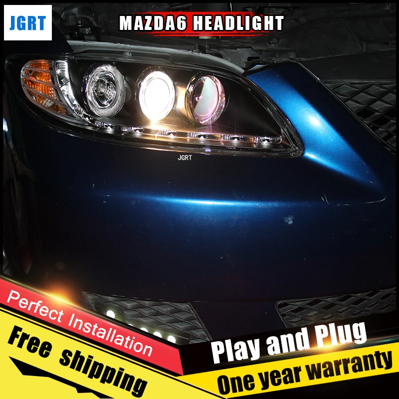 Автомобильные светодиодные фары 2 шт. для Mazda 6 2003-2013 головных фар Светодиодные ДХО