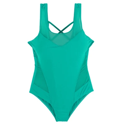 Green Andzhelika One Piece Купальники Лето Женщины Сетки Твердые Плюс Размер Купальники Боди Сексуальная Спинки Купальники Монокини - Цвет: Green