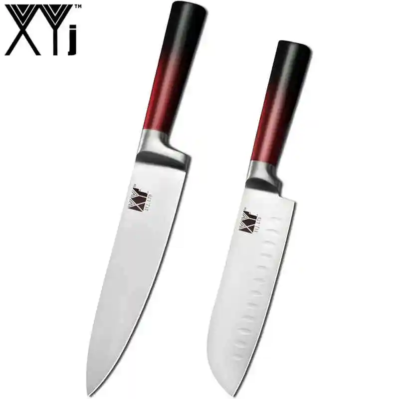 2pcs set XYj набор кухонных ножей шеф-повара для нарезки хлеба Santoku нож для очистки овощей 8 ''подставка для кухонных ножей гаджет для приготовления пищи Acceossory - Цвет: 2pcs set