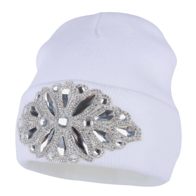 white Женская шерстяная зимняя шапка, бренд skullies beanies, дизайнерские Роскошные теплые повседневные зимние шапки со стразами для девочек - Цвет: white