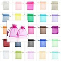 50pcs 7x9 9x12 10x15 13x18cm organza gift bag jewelry packaging bags wedding party decoration drawable bags sachet pouches 55