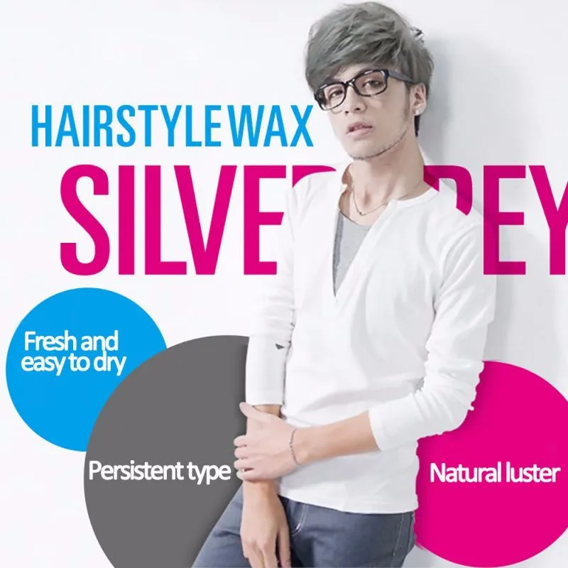Цветная восковая помада для укладки волос серебряная серая временная краска