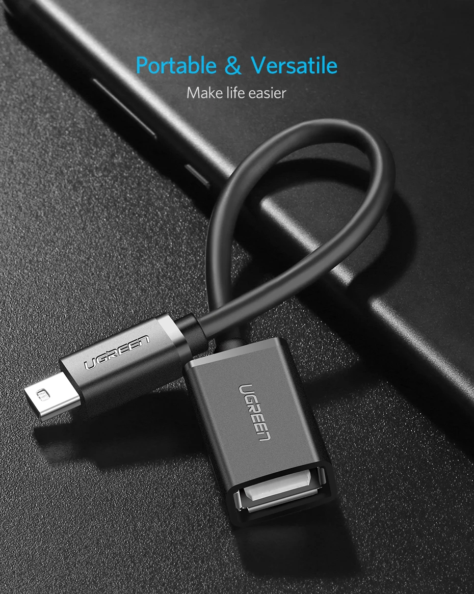 Ugreen USB адаптер Mini USB 2,0-USB OTG кабель для MP3 MP4 жестких дисков цифровых камер PC gps HDD OTG адаптер Mini USB адаптер