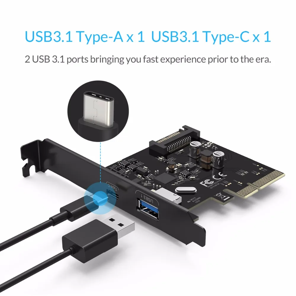 Адаптер для расширения YOTTAMASTER USB3.1(GEN 2) Type-C и Type-A PCI-E с 15-контактным разъемом