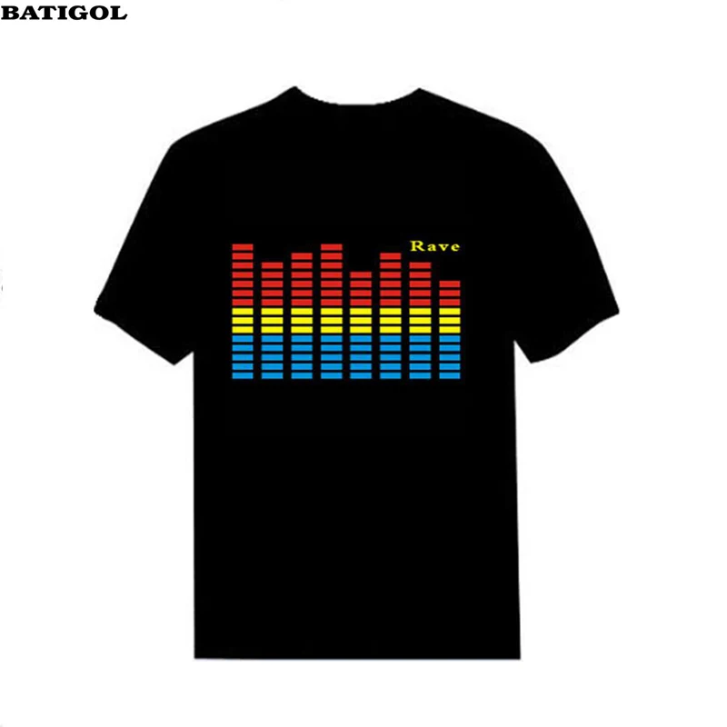 BATIGOL 2018 New Arrivals Women Short T-shirt Sound Activated Led Light Up and Down Flashing Equalizer Rock Disco Party DJ Tops | Женская