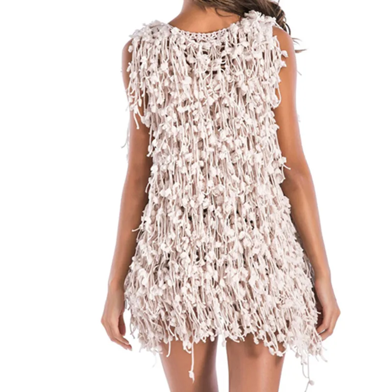 Женский Повседневный вязаный свитер без рукавов свободный однотонный кардиган