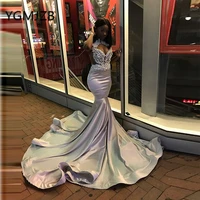 silver african long mermaid evening dresses 2019 sparkly sequin crystals black girl prom gown women formal prom party dress