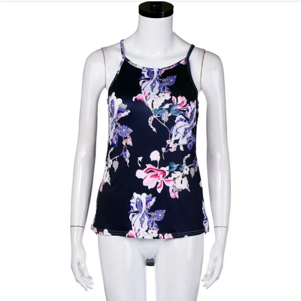 Без рукавов Цветочный Хлопковая блузка для Для женщин 2018 летние женские Топы Femme