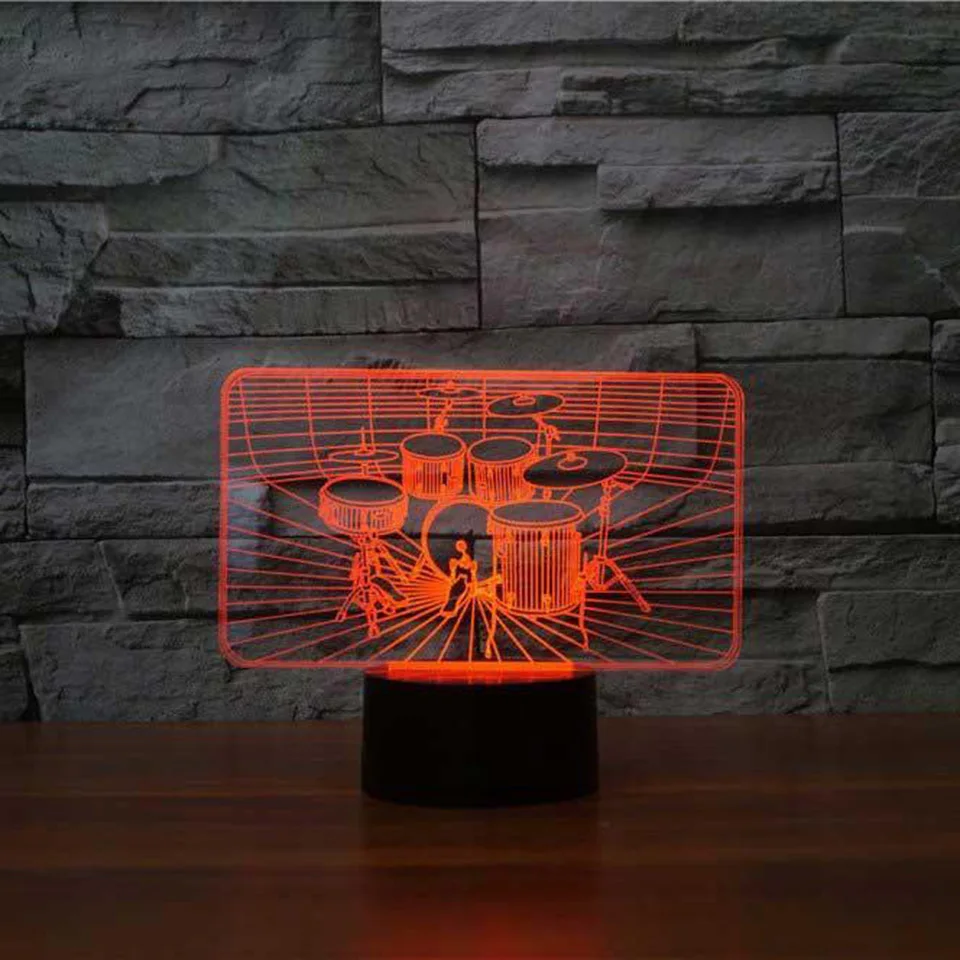 Набор с барабаном 7 цветов светодиодный ночсветильник 3D сенсорным управлением